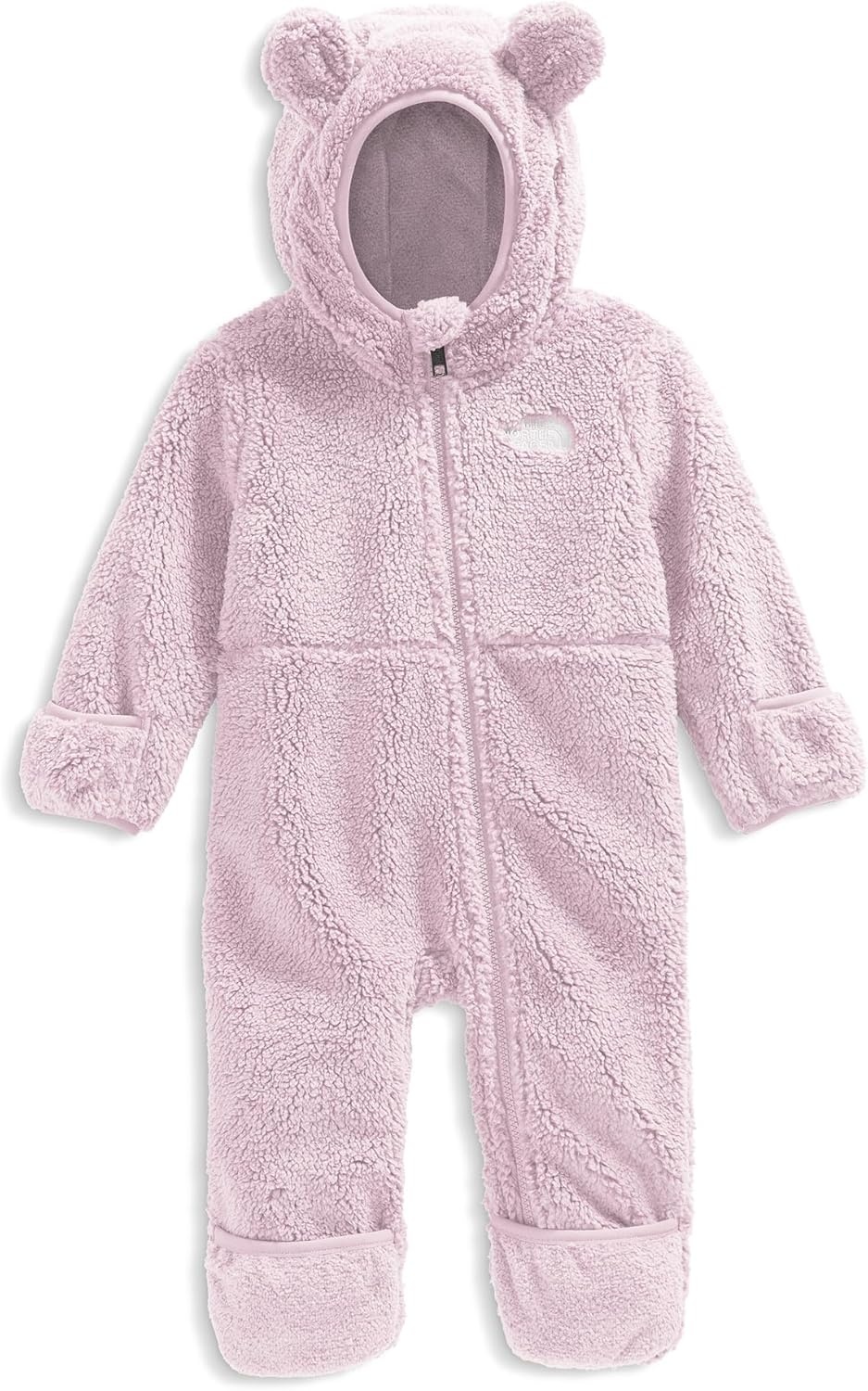 imageTHE NORTH FACE Baby Campshire Onepiece Cozy Fleece Winter Onesie With Mittens Booties amp Attached Bear Ear HoodPale Blossom