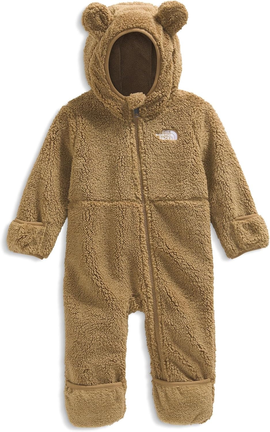 imageTHE NORTH FACE Baby Campshire Onepiece Cozy Fleece Winter Onesie With Mittens Booties amp Attached Bear Ear HoodTeddy Brown