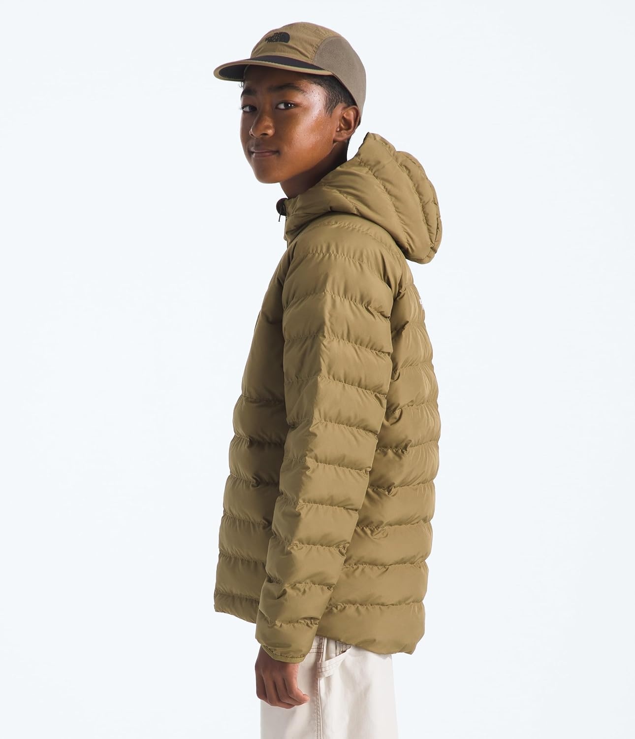 imageTHE NORTH FACE Boys Reversible Perrito Hooded Jacket Waterproof Winter Puffer Coat Lightweight Outerwear for TravelCedarNew Taupe Green