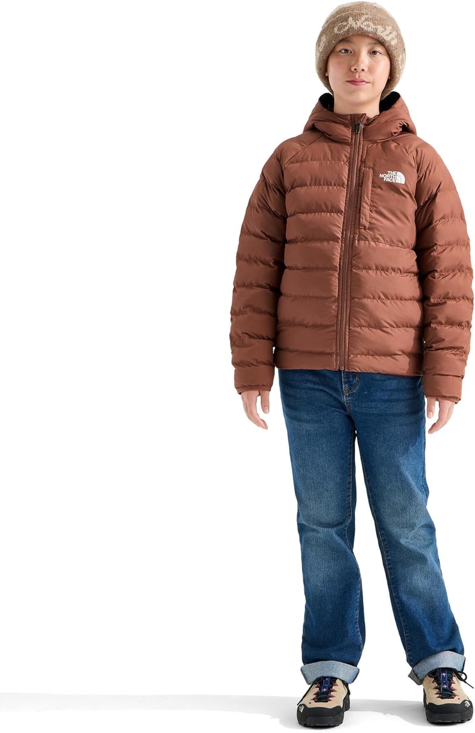 imageTHE NORTH FACE Boys Reversible Perrito Hooded Jacket Waterproof Winter Puffer Coat Lightweight Outerwear for TravelCopper Silt