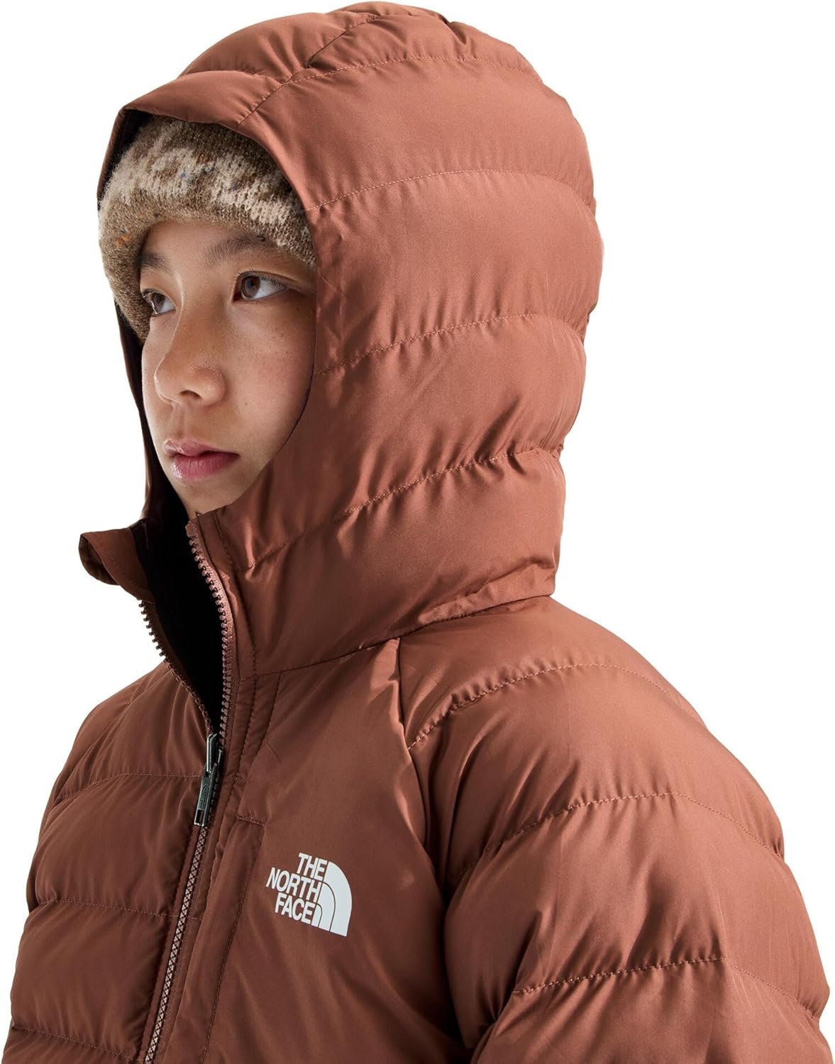 imageTHE NORTH FACE Boys Reversible Perrito Hooded Jacket Waterproof Winter Puffer Coat Lightweight Outerwear for TravelCopper Silt