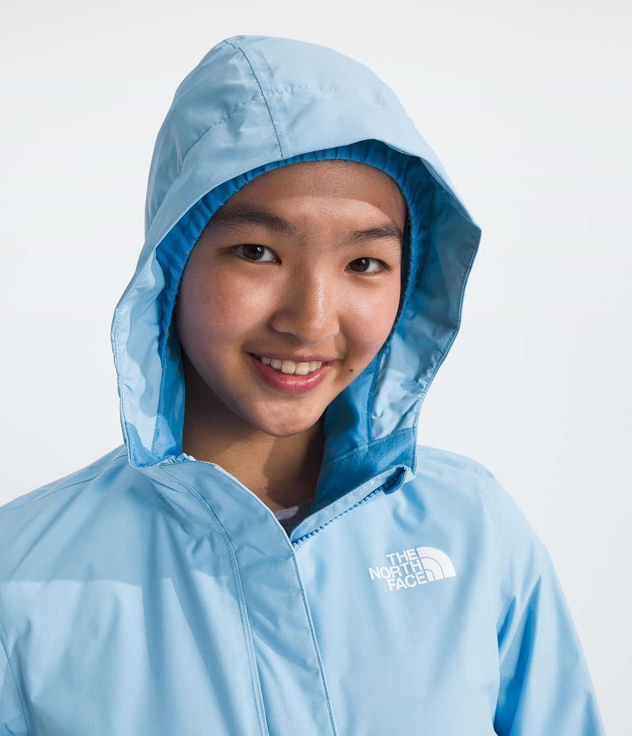 image:imageTHE NORTH FACE Girls Antora Rain Jacket Waterproof Breathable 3piece Hood Secure Zip Hand PocketCornflower