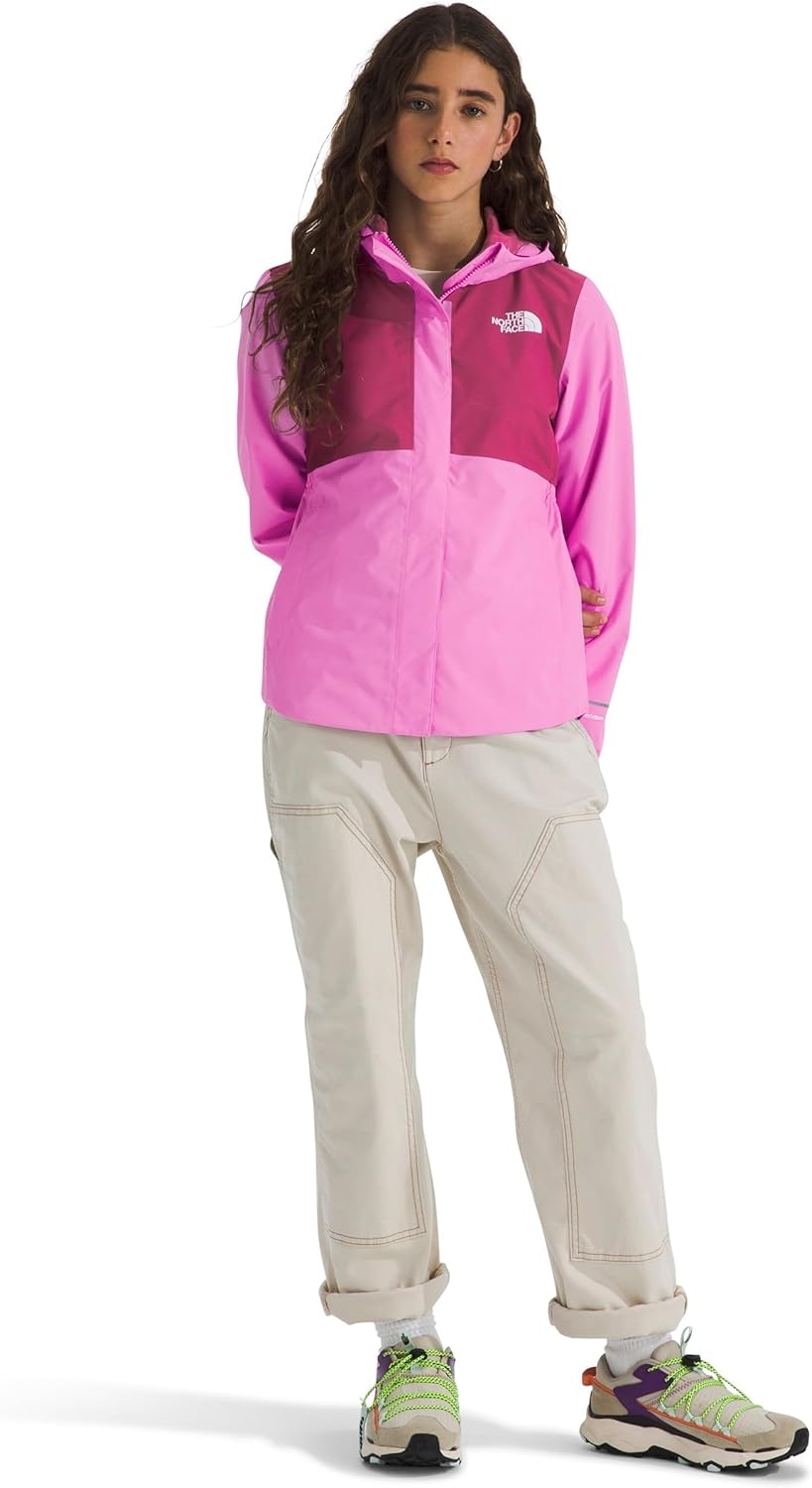 image:imageTHE NORTH FACE Girls Antora Rain Jacket Waterproof Breathable 3piece Hood Secure Zip Hand PocketViolet CrocusFuchsia Flash