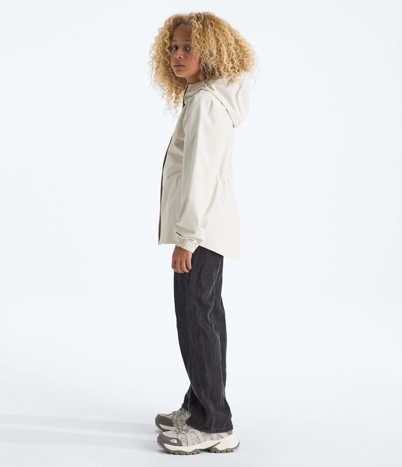 image:imageTHE NORTH FACE Girls Antora Rain Jacket Waterproof Breathable 3piece Hood Secure Zip Hand PocketWhite DuneWhite Dune