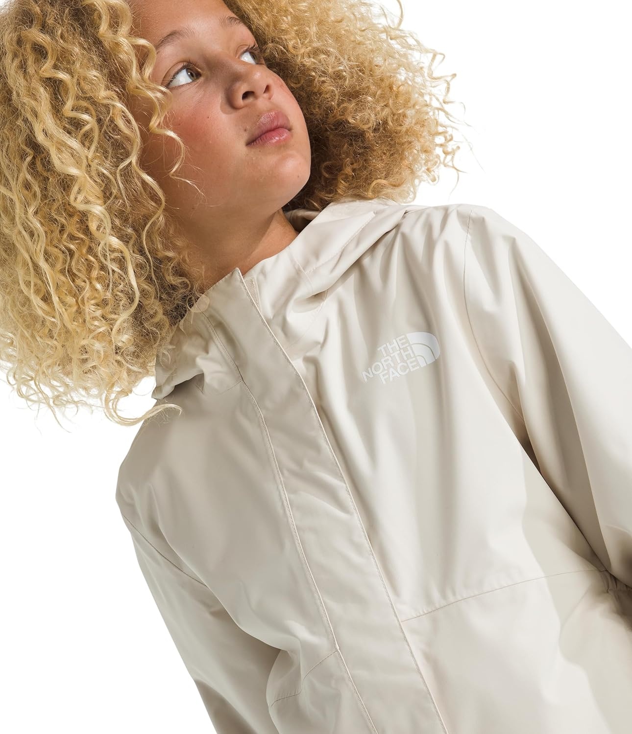 image:imageTHE NORTH FACE Girls Antora Rain Jacket Waterproof Breathable 3piece Hood Secure Zip Hand PocketWhite DuneWhite Dune
