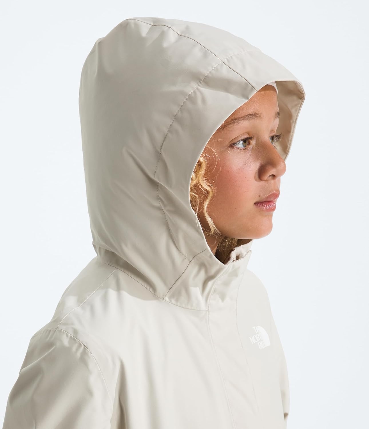 image:imageTHE NORTH FACE Girls Antora Rain Jacket Waterproof Breathable 3piece Hood Secure Zip Hand PocketWhite DuneWhite Dune