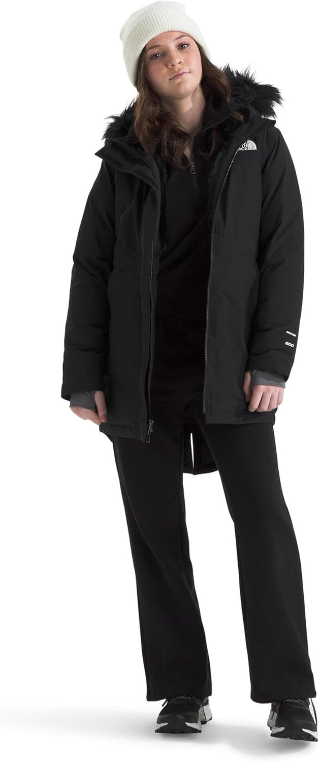 imageTHE NORTH FACE Girls Arctic Parka Waterproof Winter Jacket With Waterfowl Down Insulation Fleece Lined HoodTnf Black