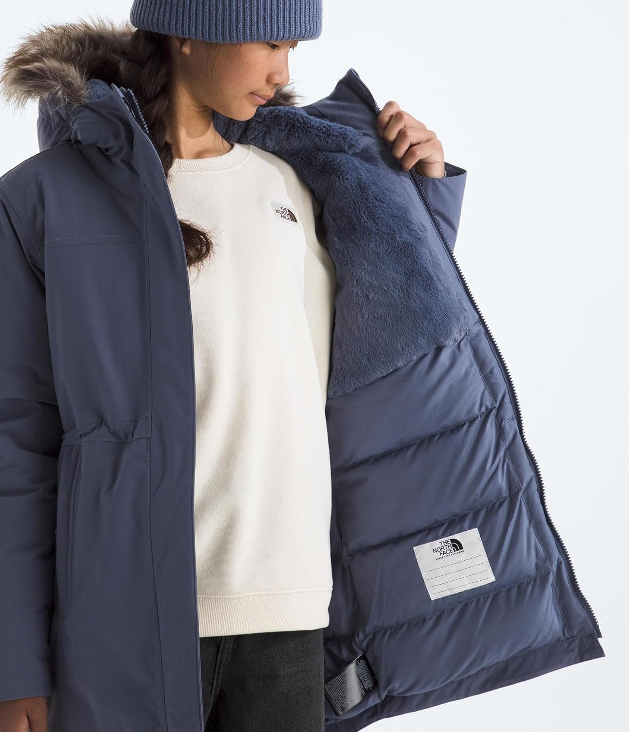 imageTHE NORTH FACE Girls Arctic Parka Waterproof Winter Jacket With Waterfowl Down Insulation Fleece Lined HoodTwilight Galaxy
