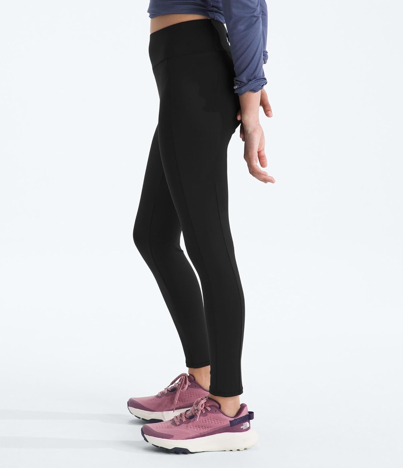 imageTHE NORTH FACE Girls Never Stop Tights Athletic Leggings for Kids Moisture Wicking Fabric Media Pocket Wide WaistbandTnf BlackTnf Black