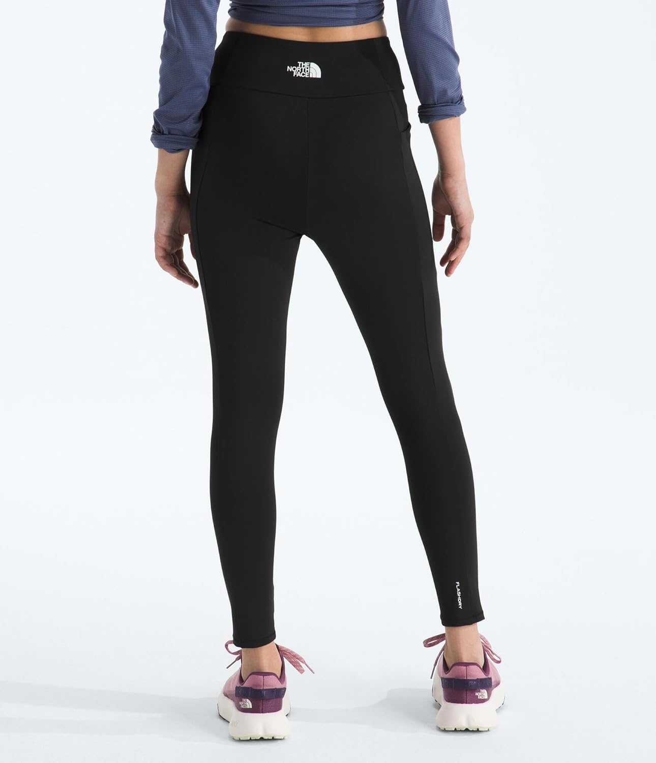 imageTHE NORTH FACE Girls Never Stop Tights Athletic Leggings for Kids Moisture Wicking Fabric Media Pocket Wide WaistbandTnf BlackTnf Black