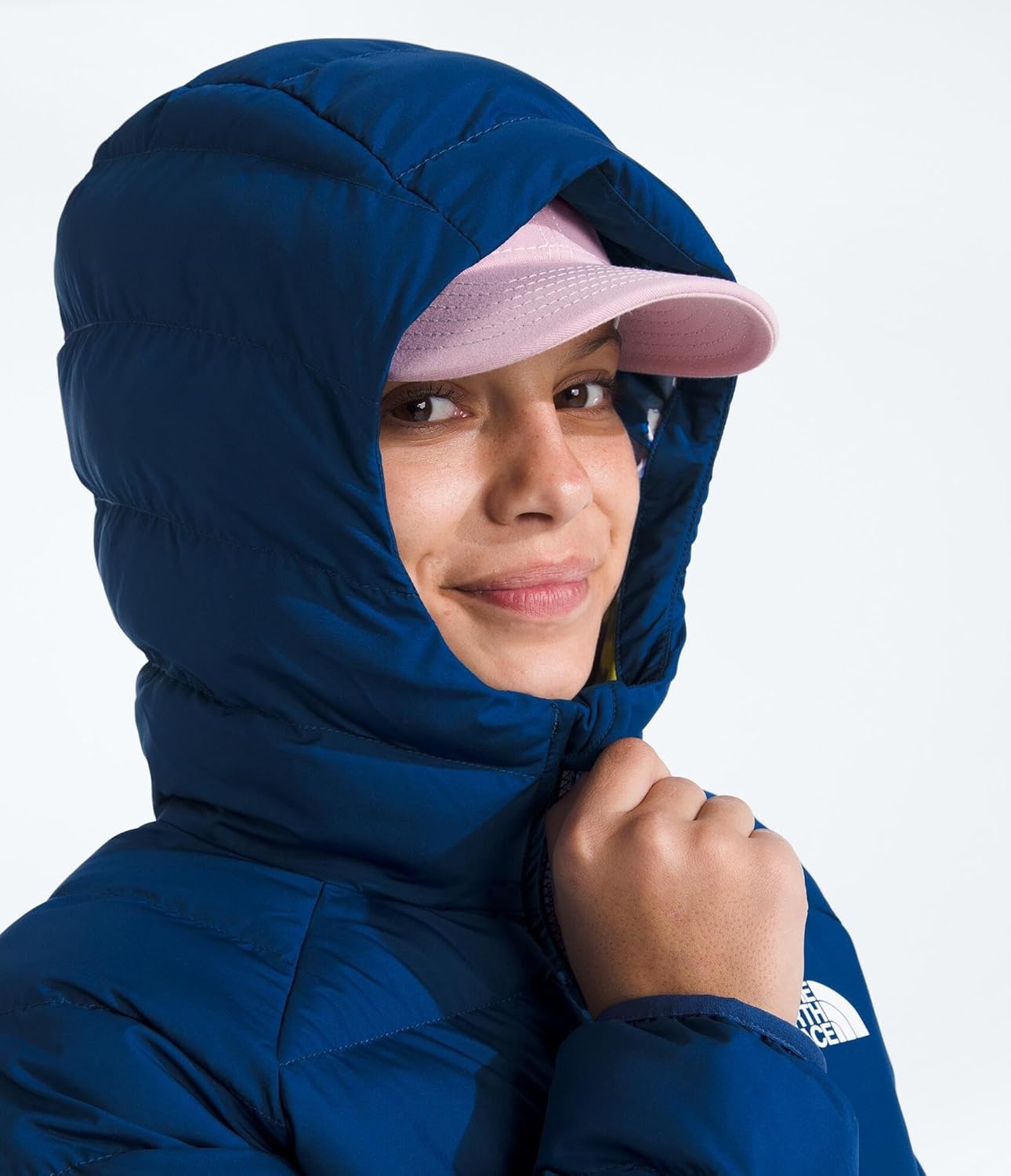 imageTHE NORTH FACE Girls Reversible Perrito Hooded Jacket Lightweight amp Water Resistant Winter Coat Synthetic InsulationEstate Blue