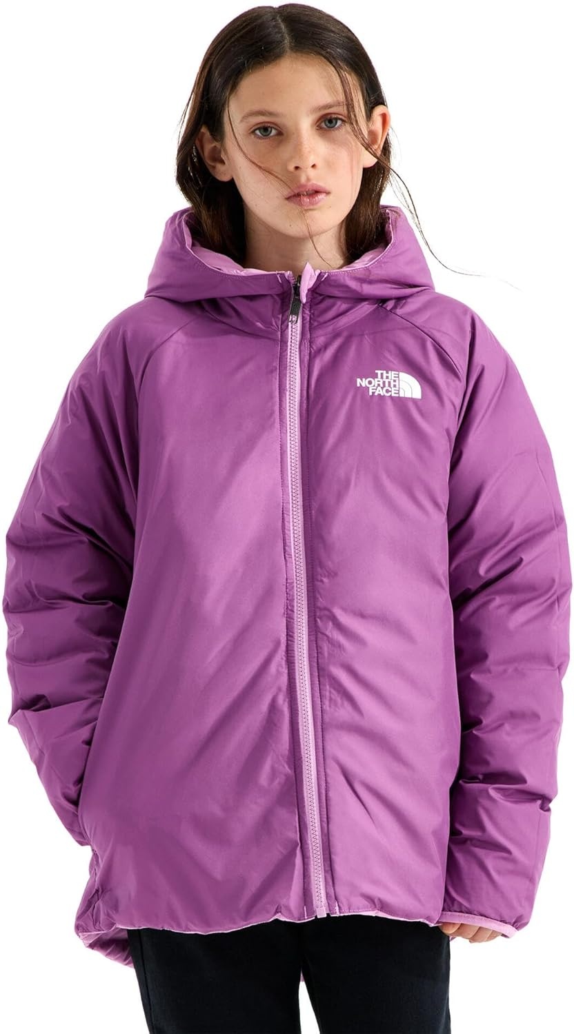 imageTHE NORTH FACE Girls Reversible Perrito Hooded Jacket Lightweight amp Water Resistant Winter Coat Synthetic InsulationHushed Lavender