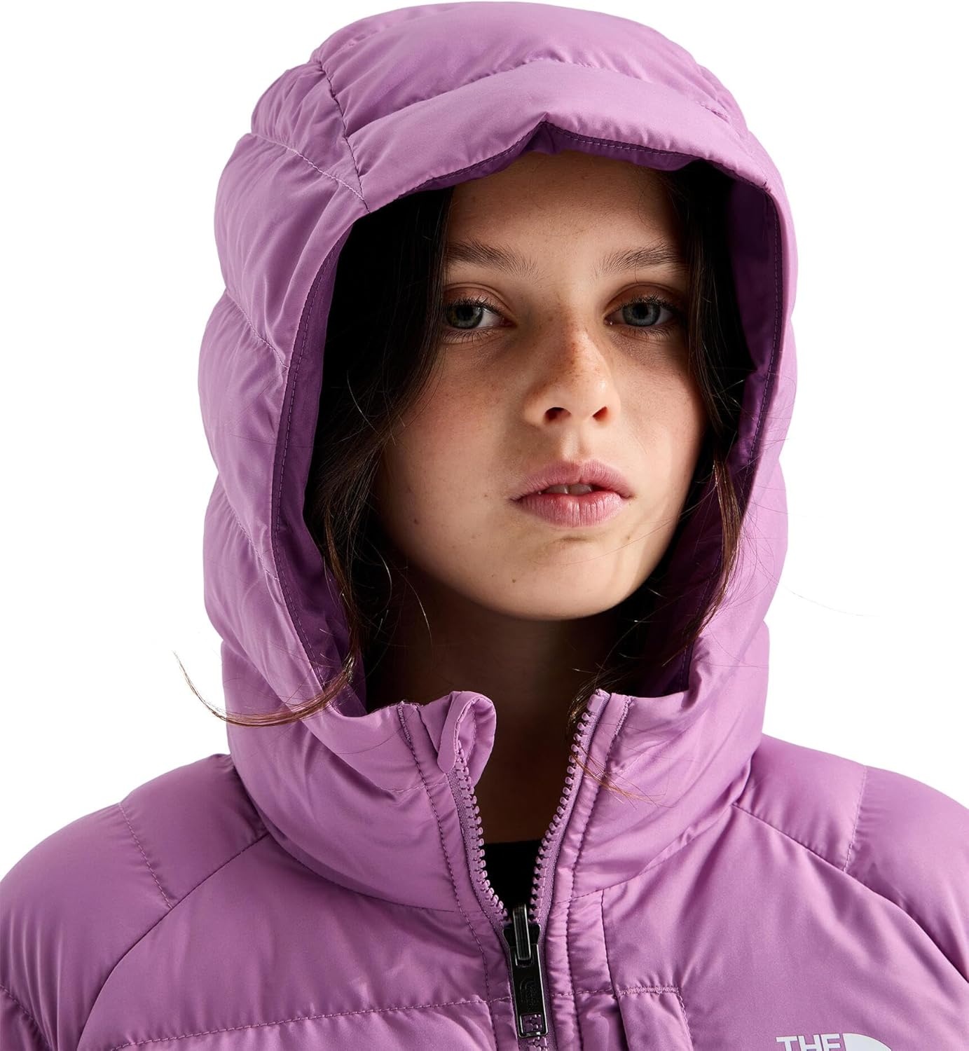 imageTHE NORTH FACE Girls Reversible Perrito Hooded Jacket Lightweight amp Water Resistant Winter Coat Synthetic InsulationHushed Lavender