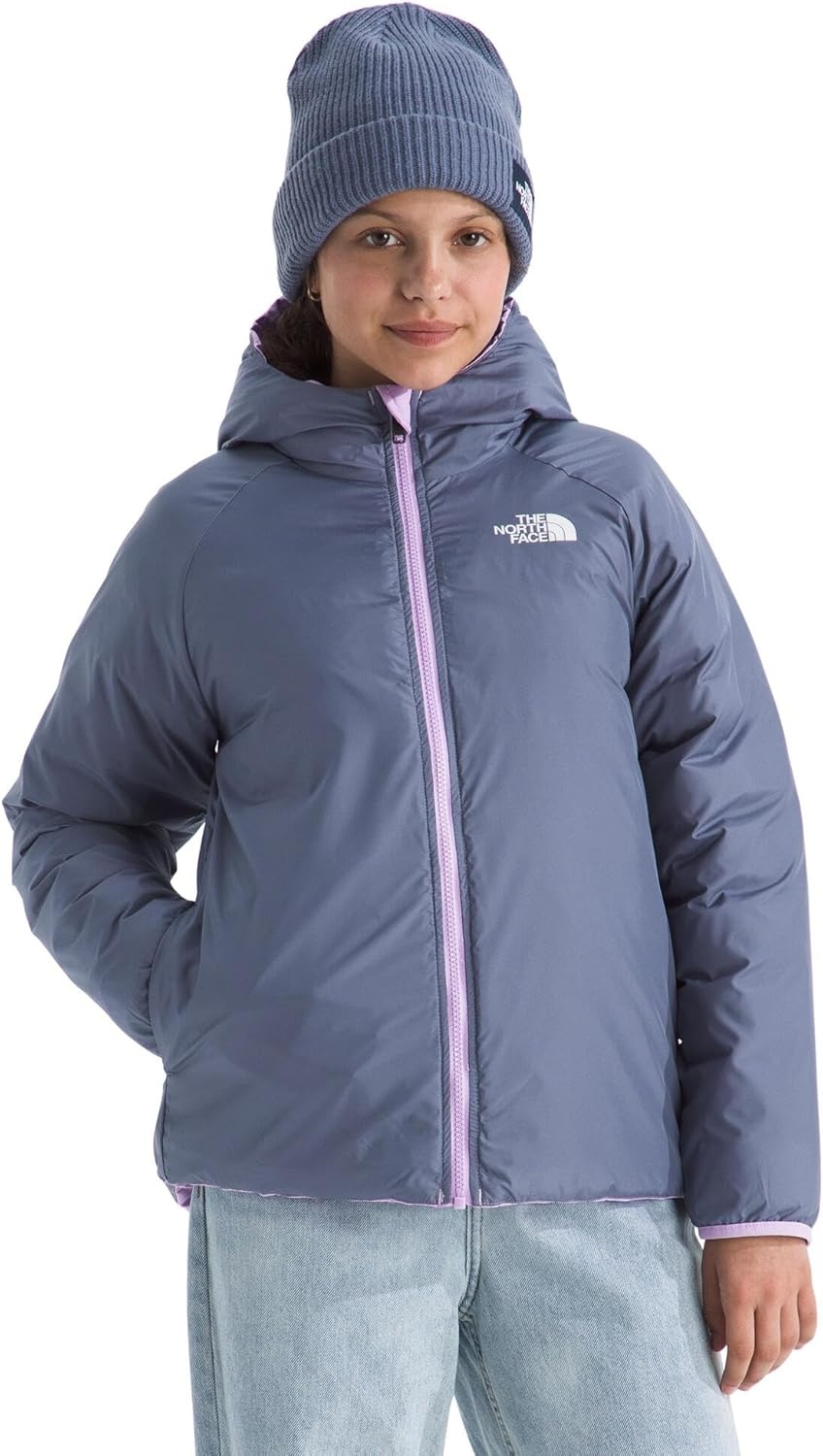 imageTHE NORTH FACE Girls Reversible Perrito Hooded Jacket Lightweight amp Water Resistant Winter Coat Synthetic InsulationLite Lilac