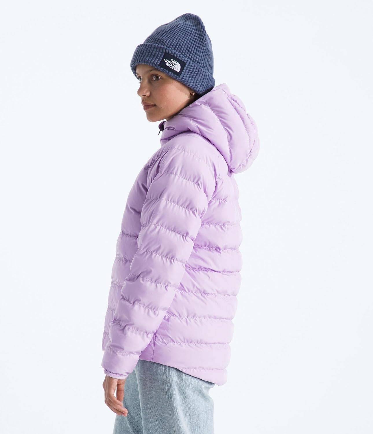 imageTHE NORTH FACE Girls Reversible Perrito Hooded Jacket Lightweight amp Water Resistant Winter Coat Synthetic InsulationLite Lilac