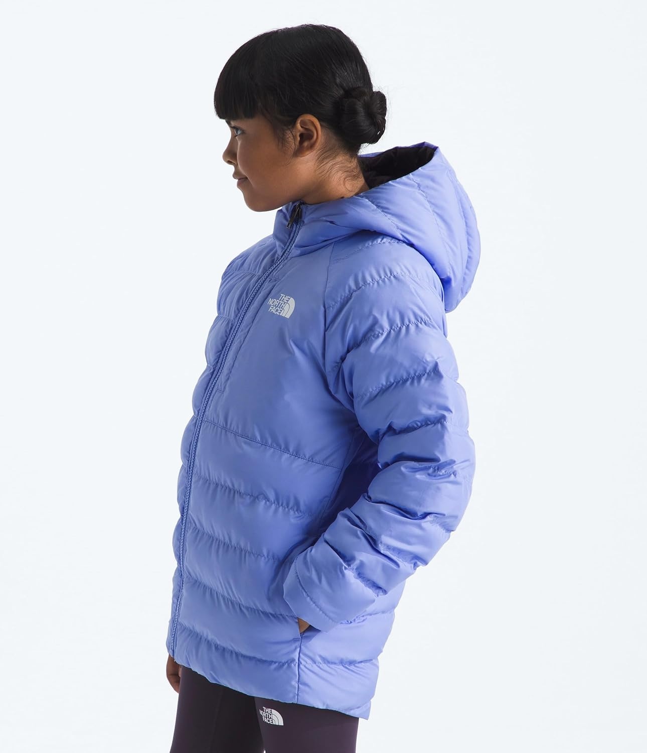 imageTHE NORTH FACE Girls Reversible Perrito Hooded Jacket Lightweight amp Water Resistant Winter Coat Synthetic InsulationPeriwinkle GlowEndless Dusk