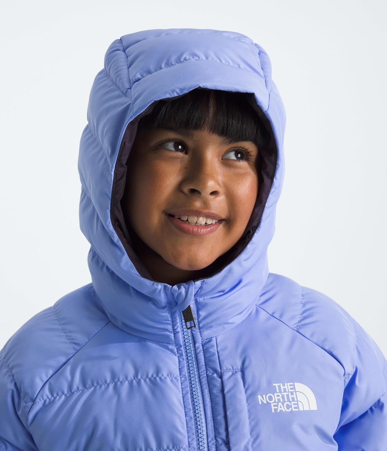 imageTHE NORTH FACE Girls Reversible Perrito Hooded Jacket Lightweight amp Water Resistant Winter Coat Synthetic InsulationPeriwinkle GlowEndless Dusk