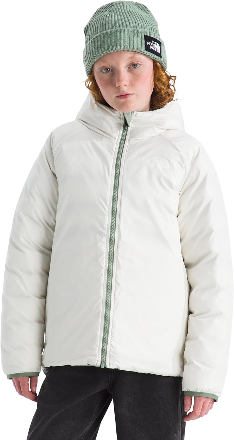 imageTHE NORTH FACE Girls Reversible Perrito Hooded Jacket Lightweight amp Water Resistant Winter Coat Synthetic InsulationSlate Moss