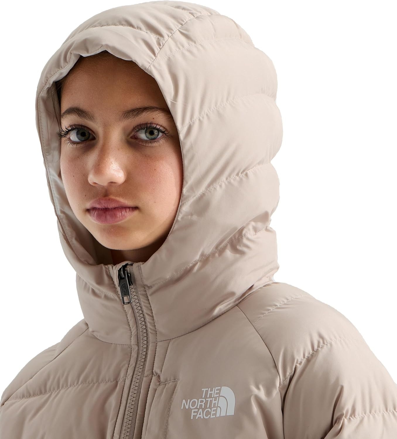 imageTHE NORTH FACE Girls Reversible Perrito Hooded Jacket Lightweight amp Water Resistant Winter Coat Synthetic InsulationTimeless Taupe