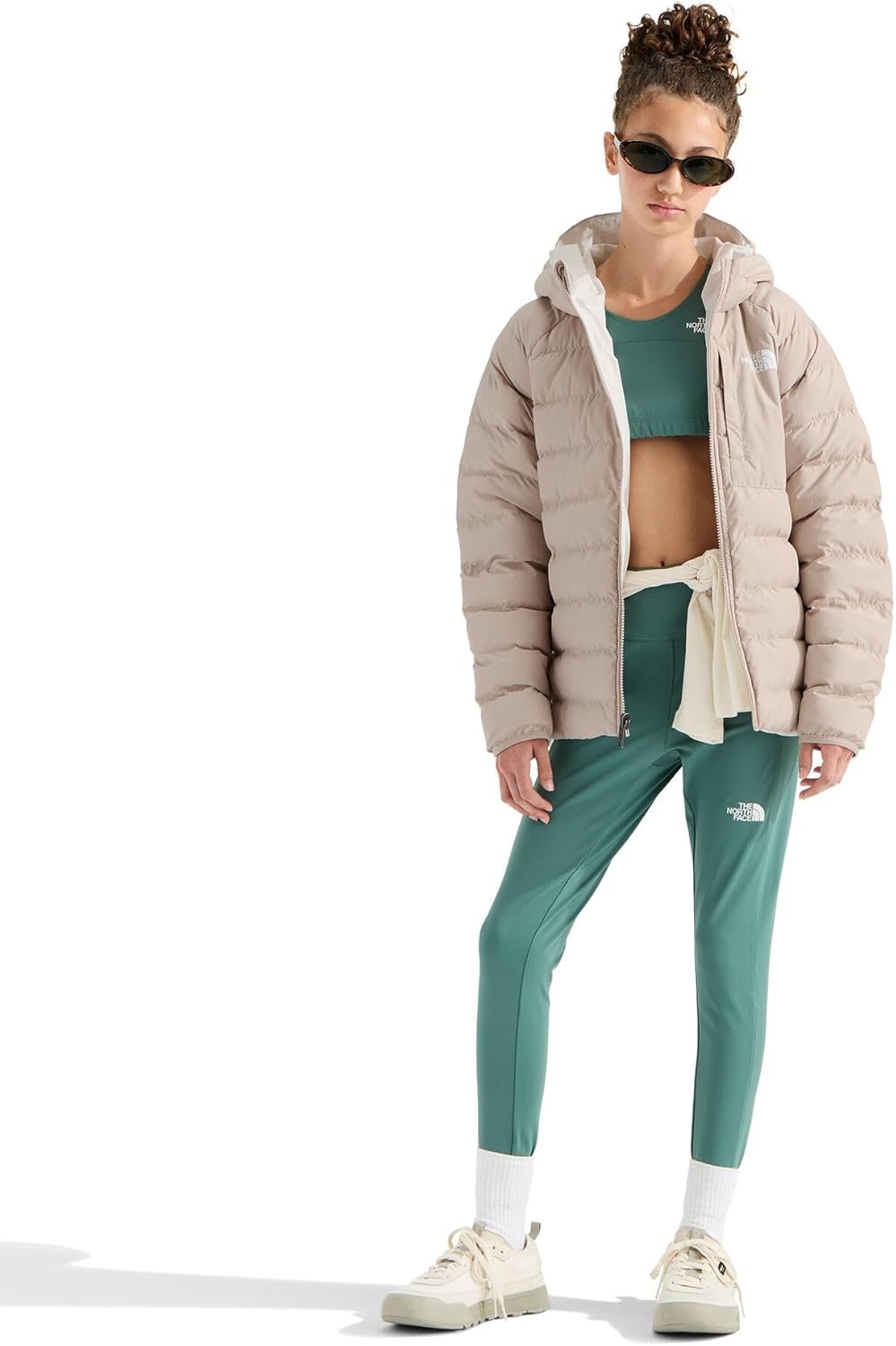 imageTHE NORTH FACE Girls Reversible Perrito Hooded Jacket Lightweight amp Water Resistant Winter Coat Synthetic InsulationTimeless Taupe