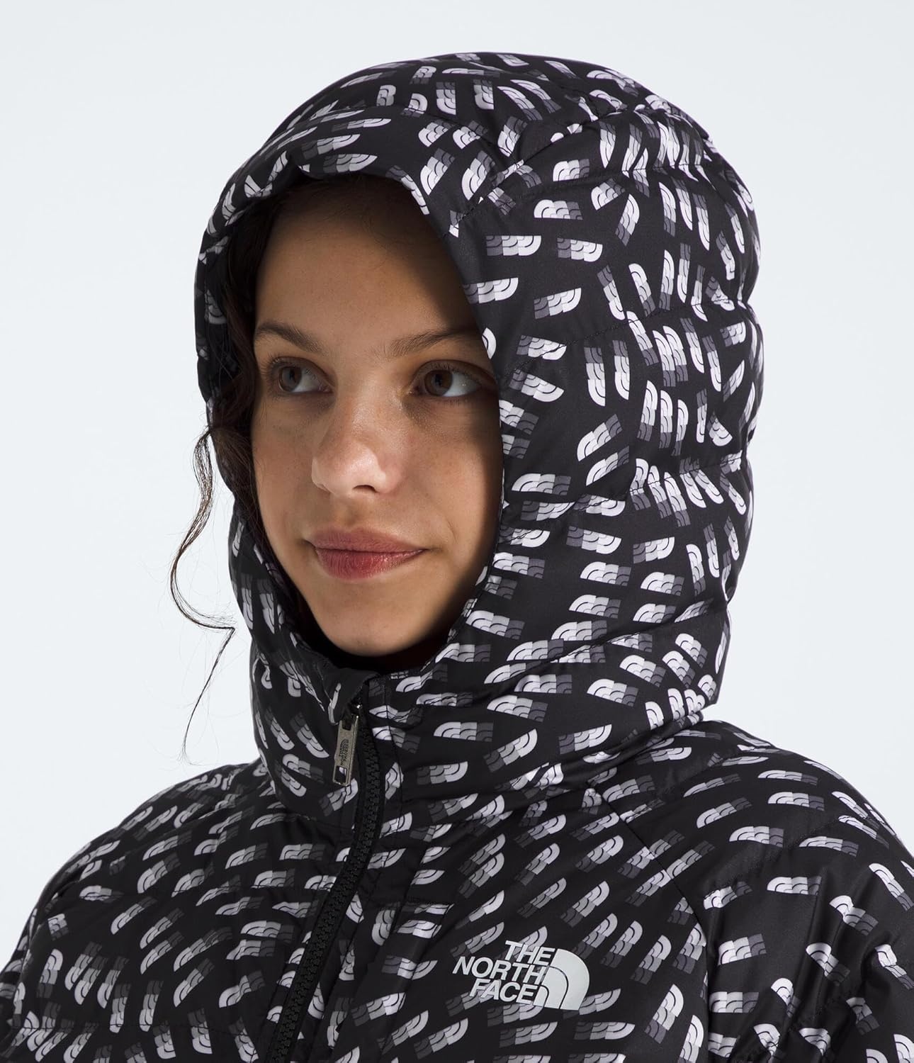 imageTHE NORTH FACE Girls Reversible Perrito Hooded Jacket Lightweight amp Water Resistant Winter Coat Synthetic InsulationTnf Black Vector Field Print