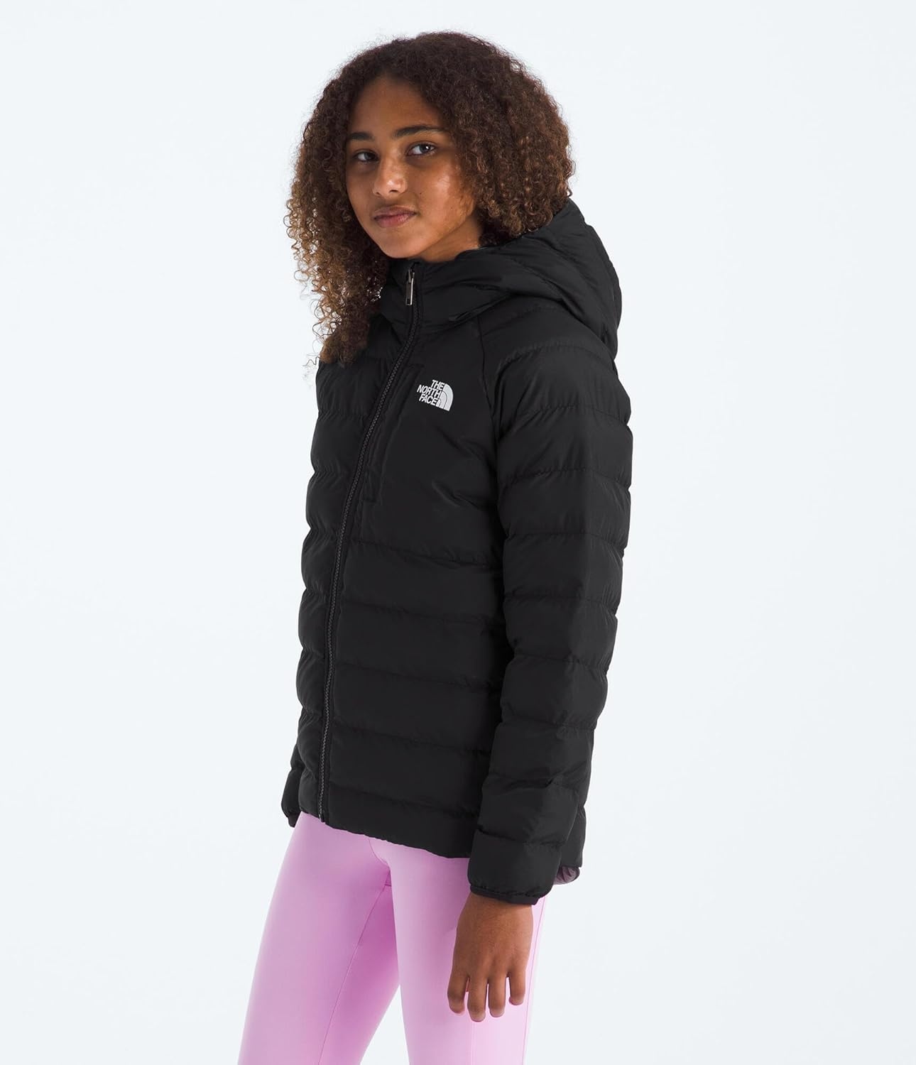 imageTHE NORTH FACE Girls Reversible Perrito Hooded Jacket Lightweight amp Water Resistant Winter Coat Synthetic InsulationTnf BlackSmoked Pearl