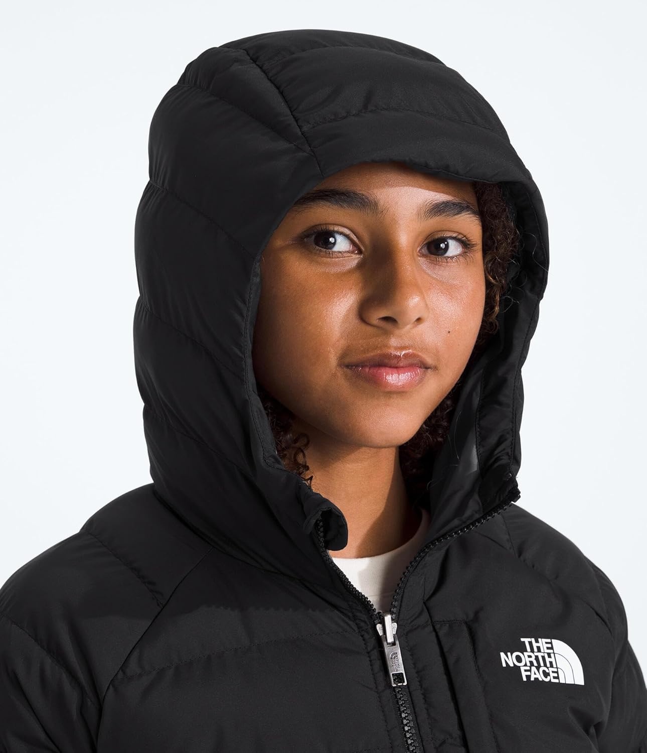 imageTHE NORTH FACE Girls Reversible Perrito Hooded Jacket Lightweight amp Water Resistant Winter Coat Synthetic InsulationTnf BlackSmoked Pearl