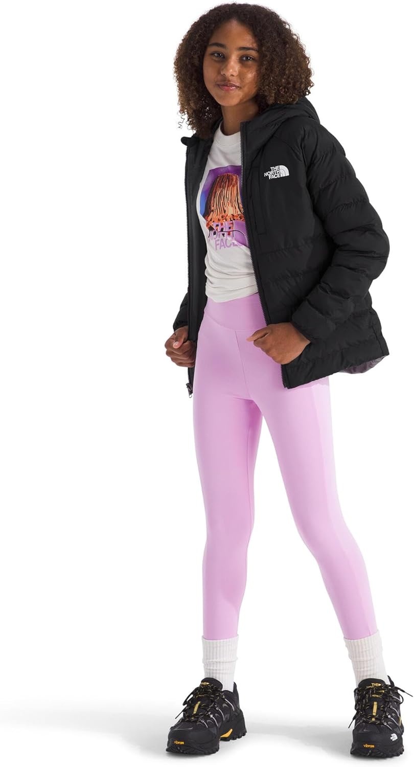 imageTHE NORTH FACE Girls Reversible Perrito Hooded Jacket Lightweight amp Water Resistant Winter Coat Synthetic InsulationTnf BlackSmoked Pearl