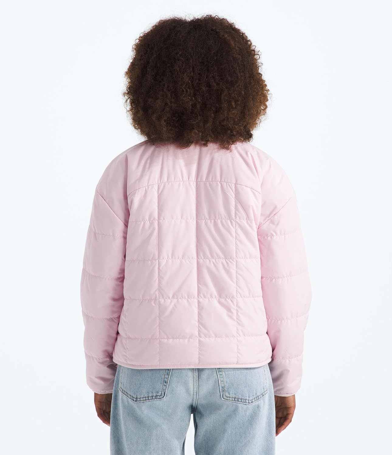imageTHE NORTH FACE Girls Reversible Shasta Full Zip Jacket Puffer Coat With Synthetic Insulation Fleece Lined Water RepellentPale Blossom