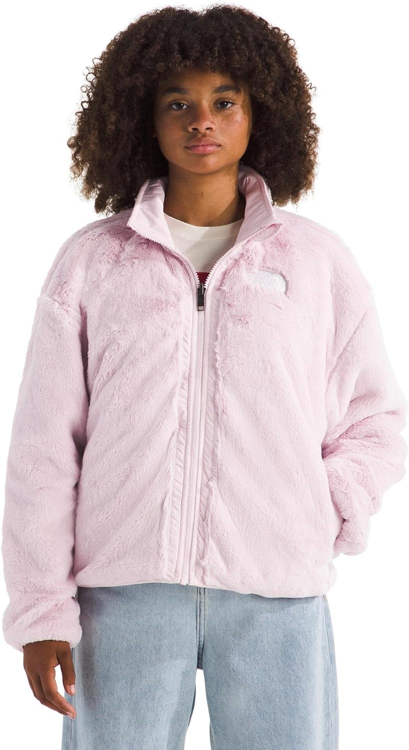imageTHE NORTH FACE Girls Reversible Shasta Full Zip Jacket Puffer Coat With Synthetic Insulation Fleece Lined Water RepellentPale Blossom