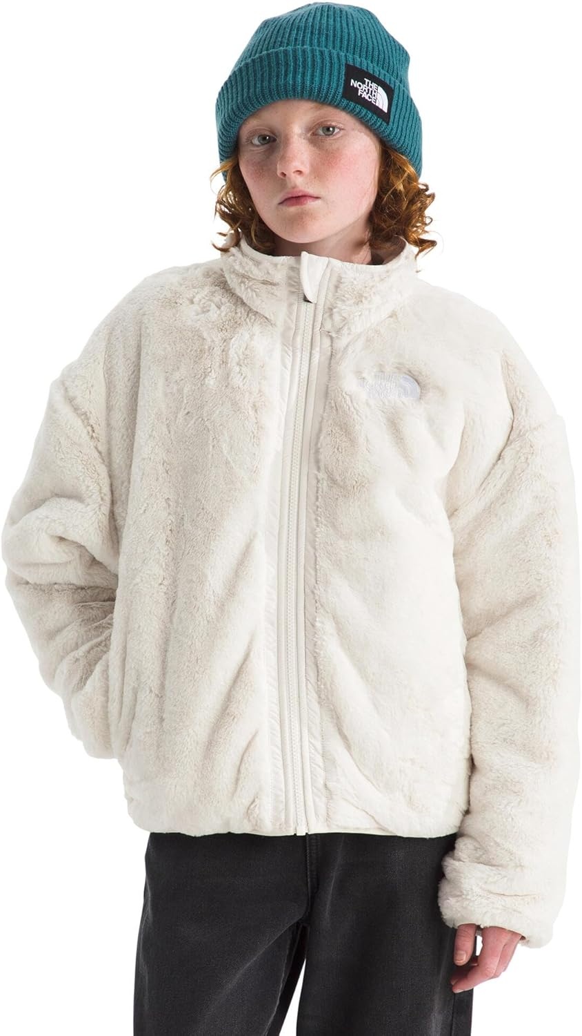 imageTHE NORTH FACE Girls Reversible Shasta Full Zip Jacket Puffer Coat With Synthetic Insulation Fleece Lined Water RepellentWhite Dune