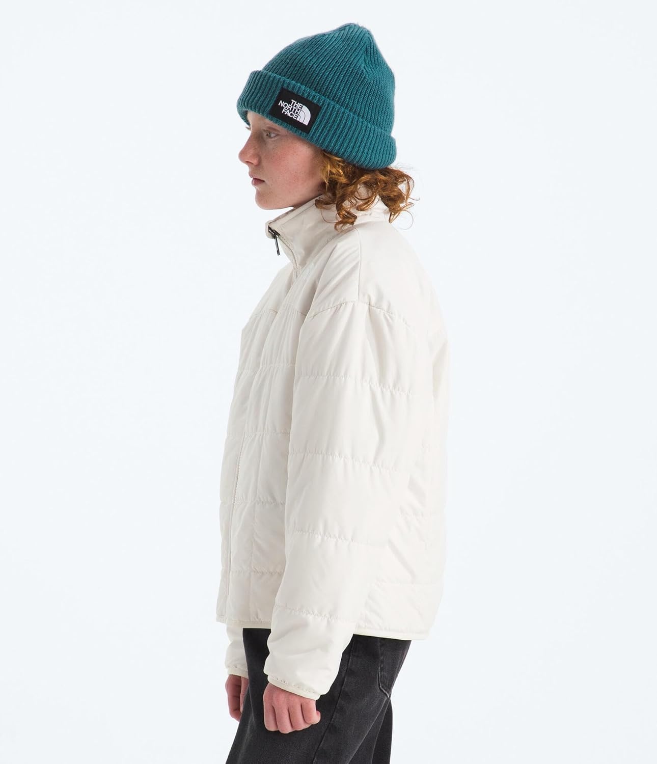 imageTHE NORTH FACE Girls Reversible Shasta Full Zip Jacket Puffer Coat With Synthetic Insulation Fleece Lined Water RepellentWhite Dune