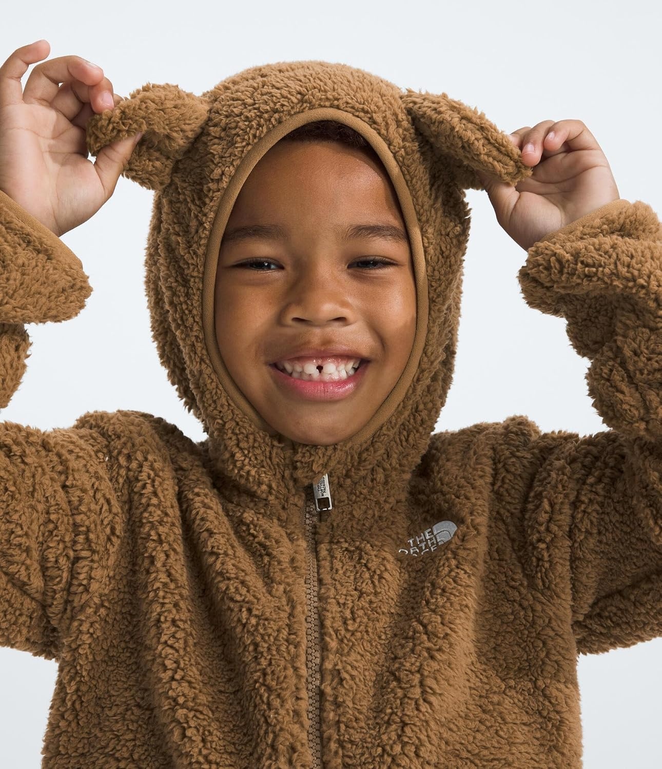 imageTHE NORTH FACE Kids Campshire Full Zip Hoodie Cozy Fleece Winter Jacket Open Hand Pockets amp Attached Hood With Bear EarsUtility Brown
