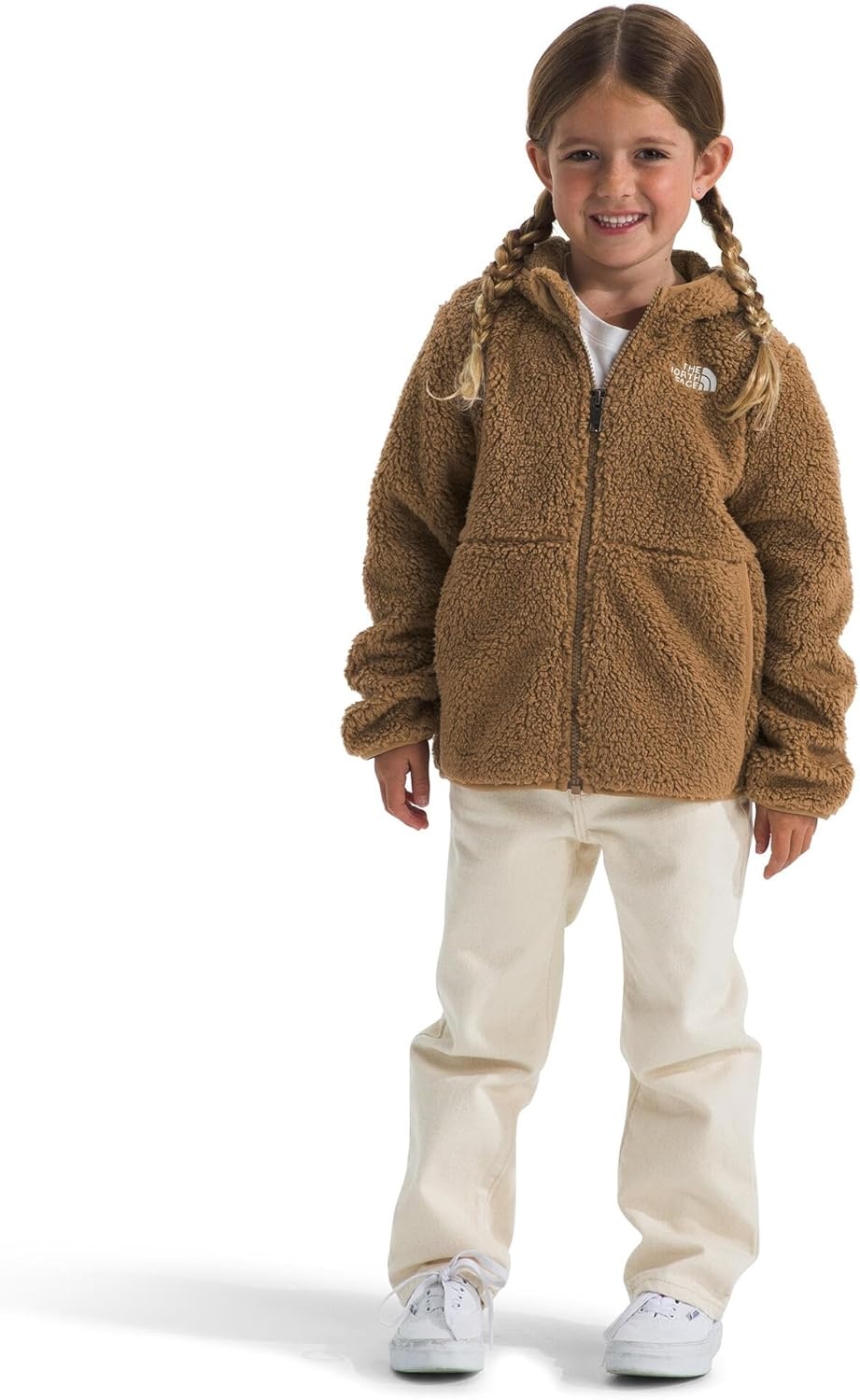 imageTHE NORTH FACE Kids Campshire Full Zip Hoodie Cozy Fleece Winter Jacket Open Hand Pockets amp Attached Hood With Bear EarsUtility Brown