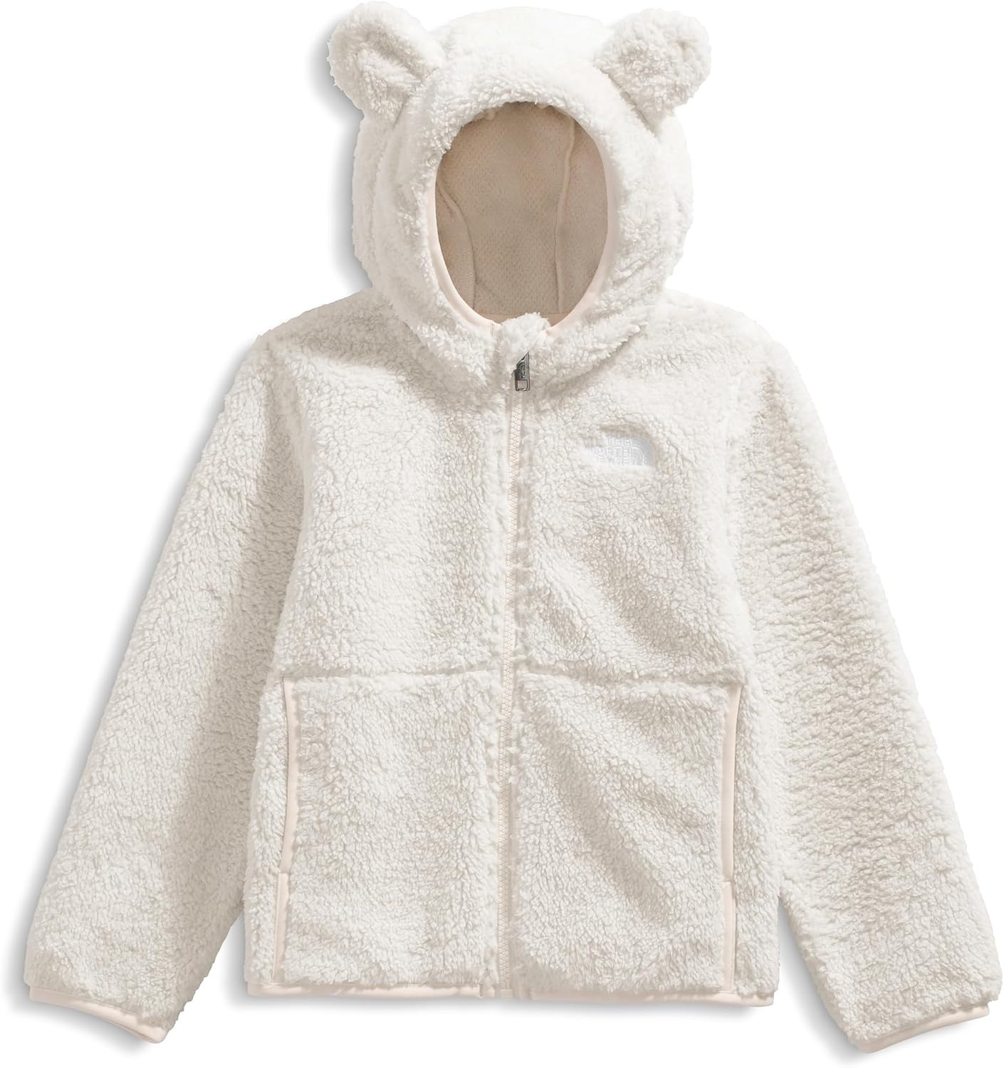 imageTHE NORTH FACE Kids Campshire Full Zip Hoodie Cozy Fleece Winter Jacket Open Hand Pockets amp Attached Hood With Bear EarsWhite Dune
