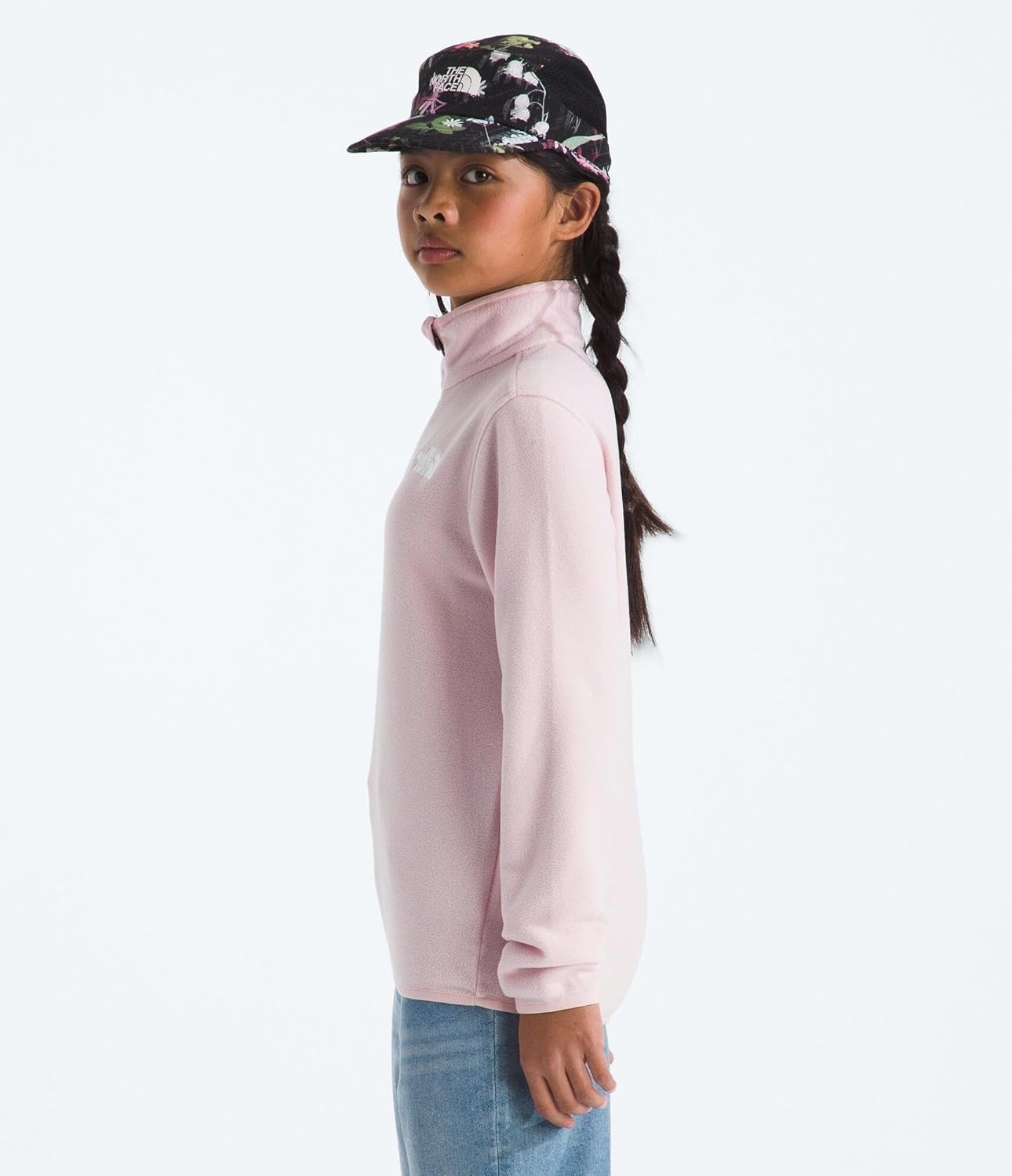 image:imageTHE NORTH FACE Kids Glacier 14 Zip Pullover Recycled Fleece Jacket for Boys amp Girls Stylish Stand CollarPale Blossom