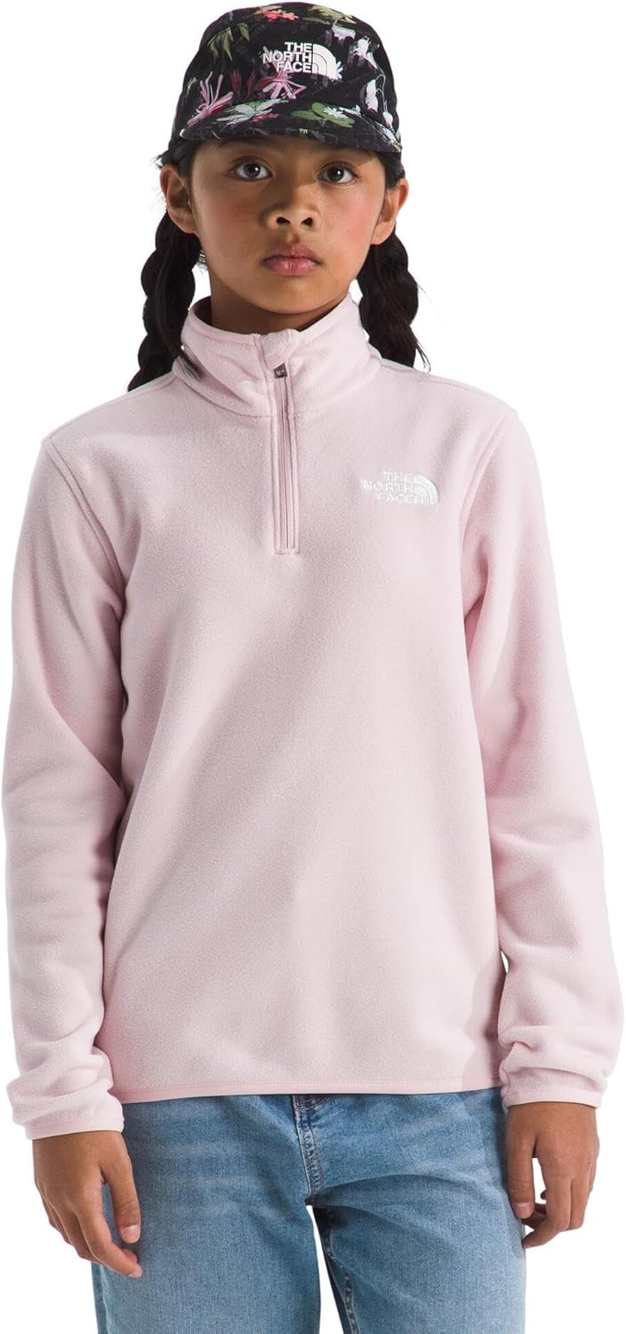 image:imageTHE NORTH FACE Kids Glacier 14 Zip Pullover Recycled Fleece Jacket for Boys amp Girls Stylish Stand CollarPale Blossom