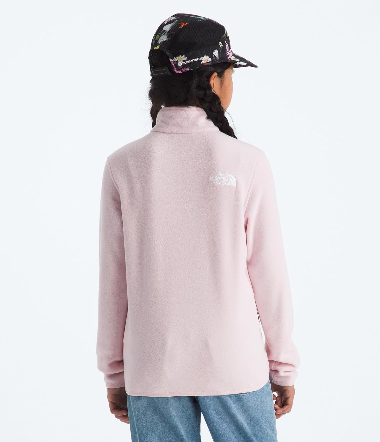 image:imageTHE NORTH FACE Kids Glacier 14 Zip Pullover Recycled Fleece Jacket for Boys amp Girls Stylish Stand CollarPale Blossom