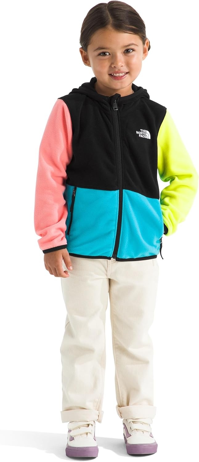 imageTHE NORTH FACE Kids Glacier Lightweight Full Zip Hooded Jacket Fleece Top With 3 Piece Hood Securezip Hand PocketsTnf BlackMeridian BlueFizz LimeCoral Crush