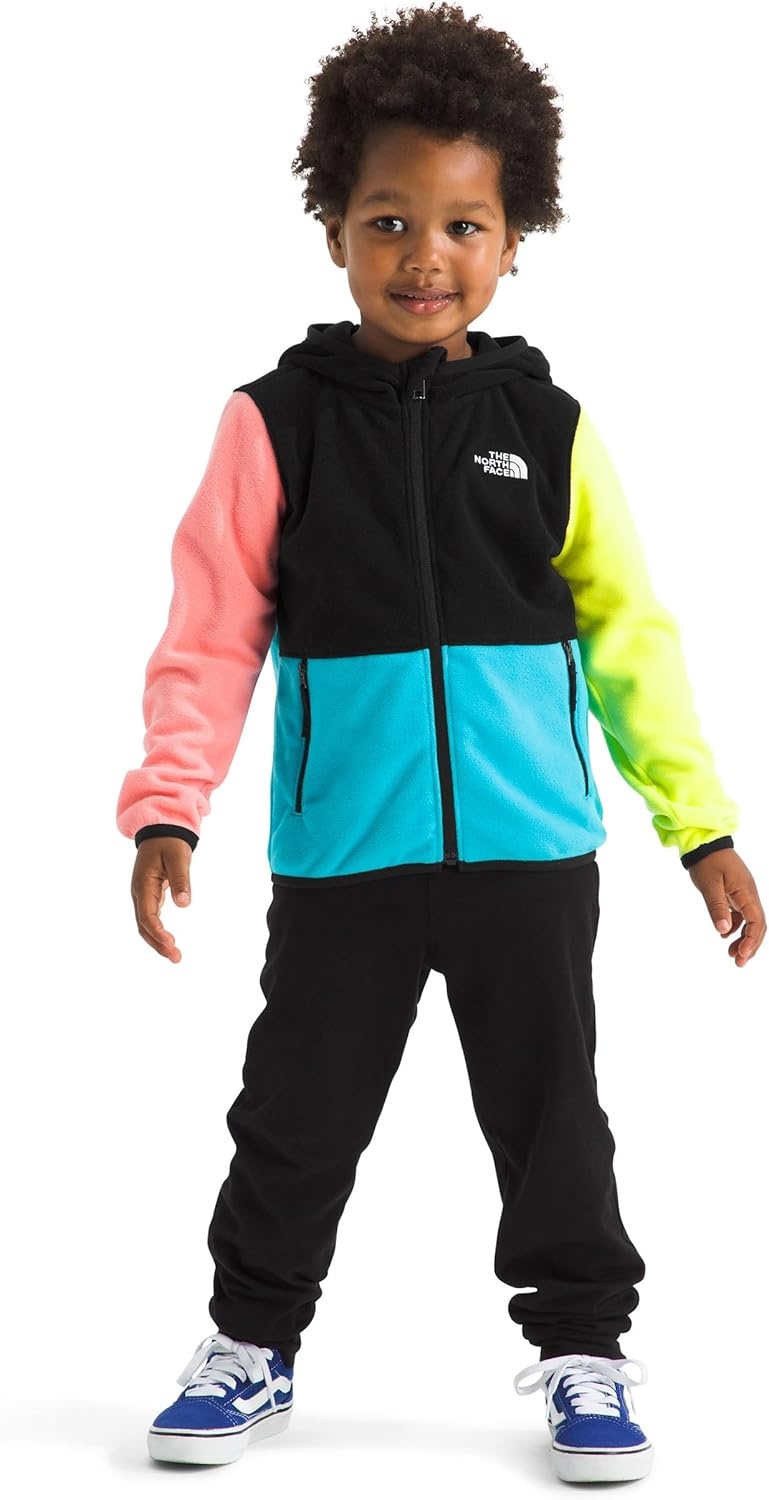 imageTHE NORTH FACE Kids Glacier Lightweight Full Zip Hooded Jacket Fleece Top With 3 Piece Hood Securezip Hand PocketsTnf BlackMeridian BlueFizz LimeCoral Crush