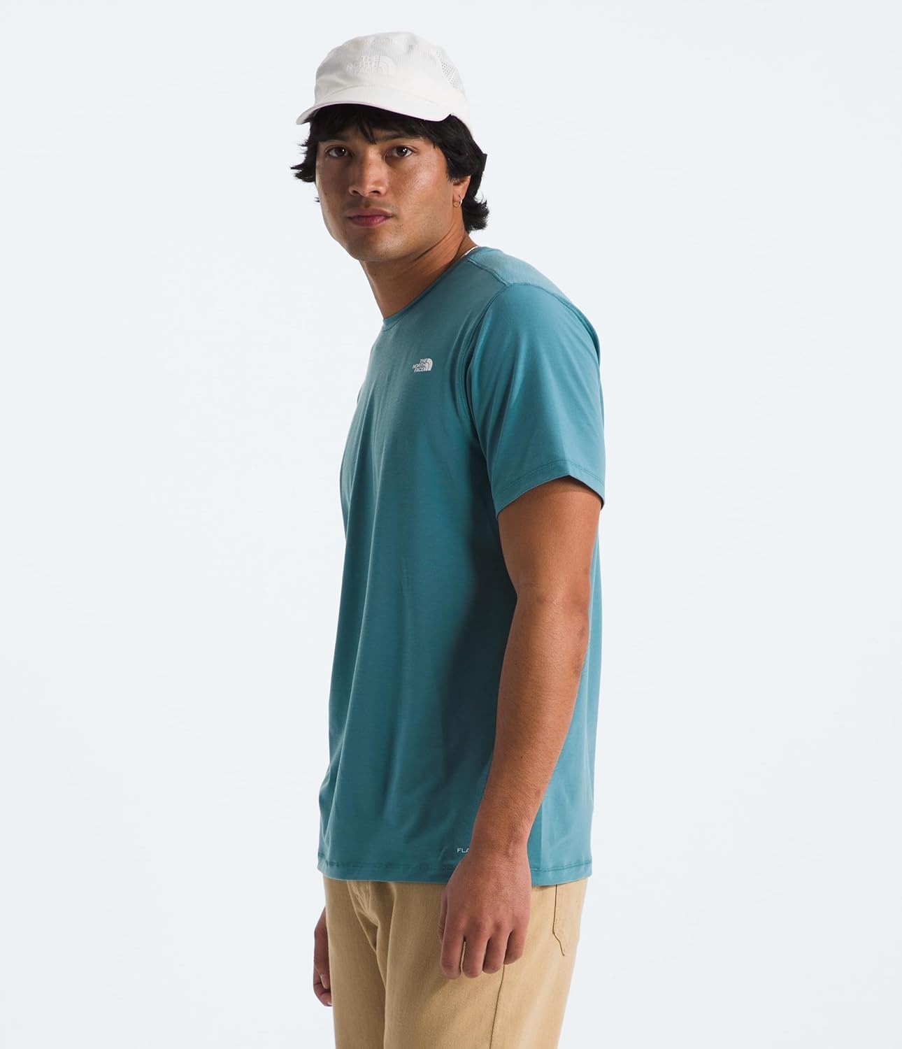 image:imageTHE NORTH FACE Mens Adventure Tee Lightweight amp Stretchy Shirt With Setin Sleeves amp Heat Transfer LogoAlgae Blue