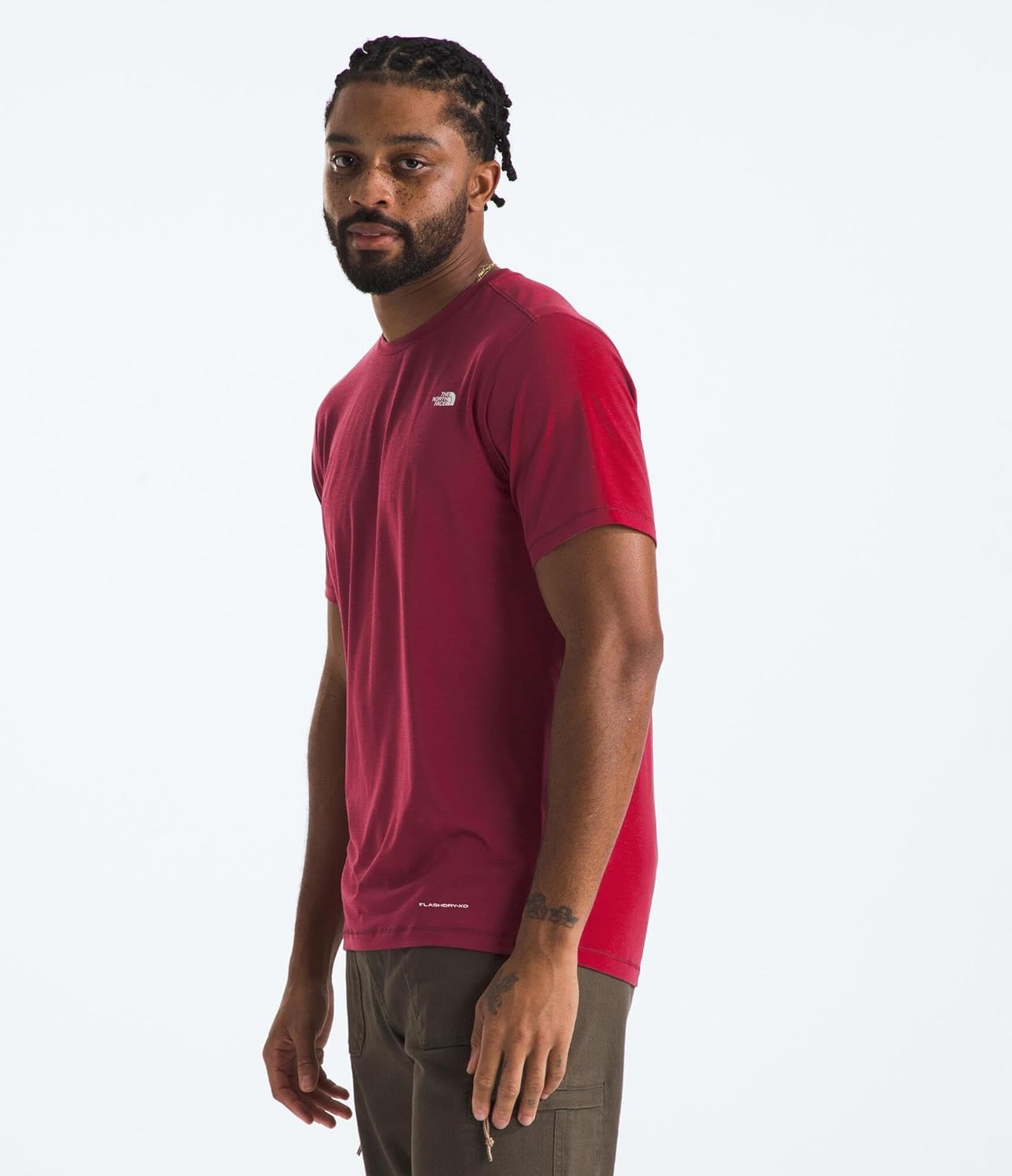 image:imageTHE NORTH FACE Mens Adventure Tee Lightweight amp Stretchy Shirt With Setin Sleeves amp Heat Transfer LogoBeetroot