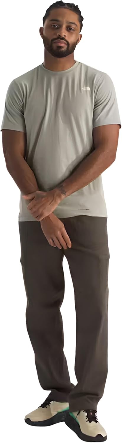 image:imageTHE NORTH FACE Mens Adventure Tee Lightweight amp Stretchy Shirt With Setin Sleeves amp Heat Transfer LogoClay Grey