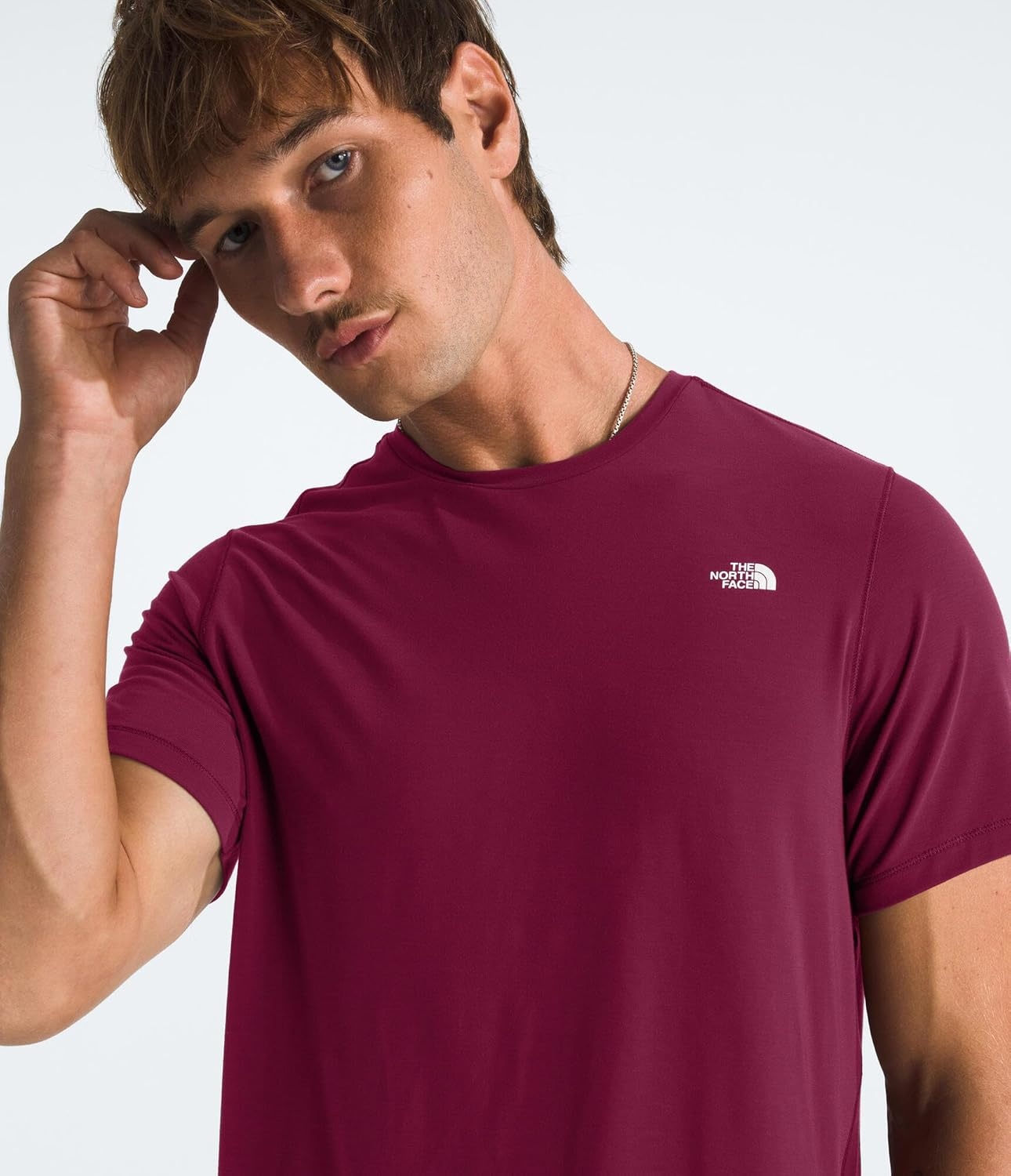 image:imageTHE NORTH FACE Mens Adventure Tee Lightweight amp Stretchy Shirt With Setin Sleeves amp Heat Transfer LogoCyber Berry