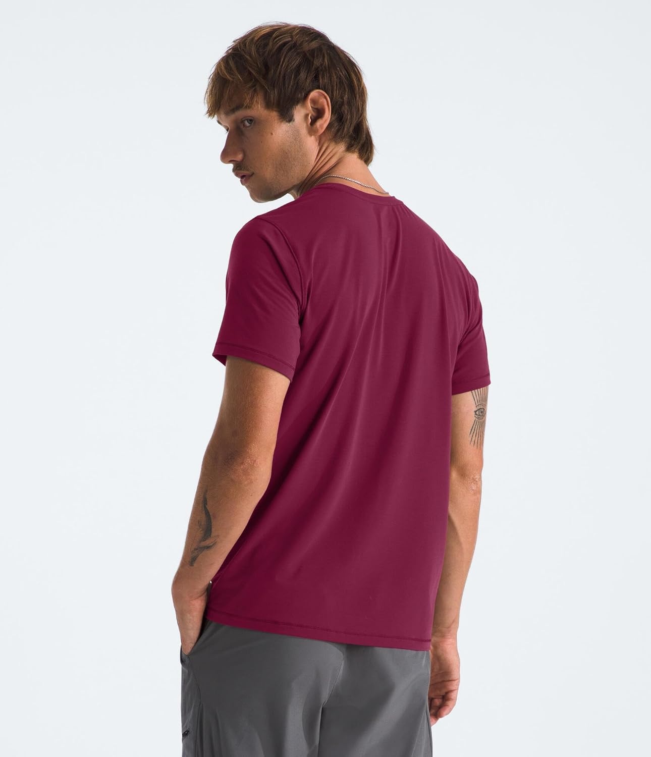 image:imageTHE NORTH FACE Mens Adventure Tee Lightweight amp Stretchy Shirt With Setin Sleeves amp Heat Transfer LogoCyber Berry