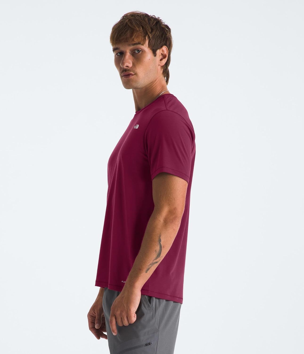 image:imageTHE NORTH FACE Mens Adventure Tee Lightweight amp Stretchy Shirt With Setin Sleeves amp Heat Transfer LogoCyber Berry