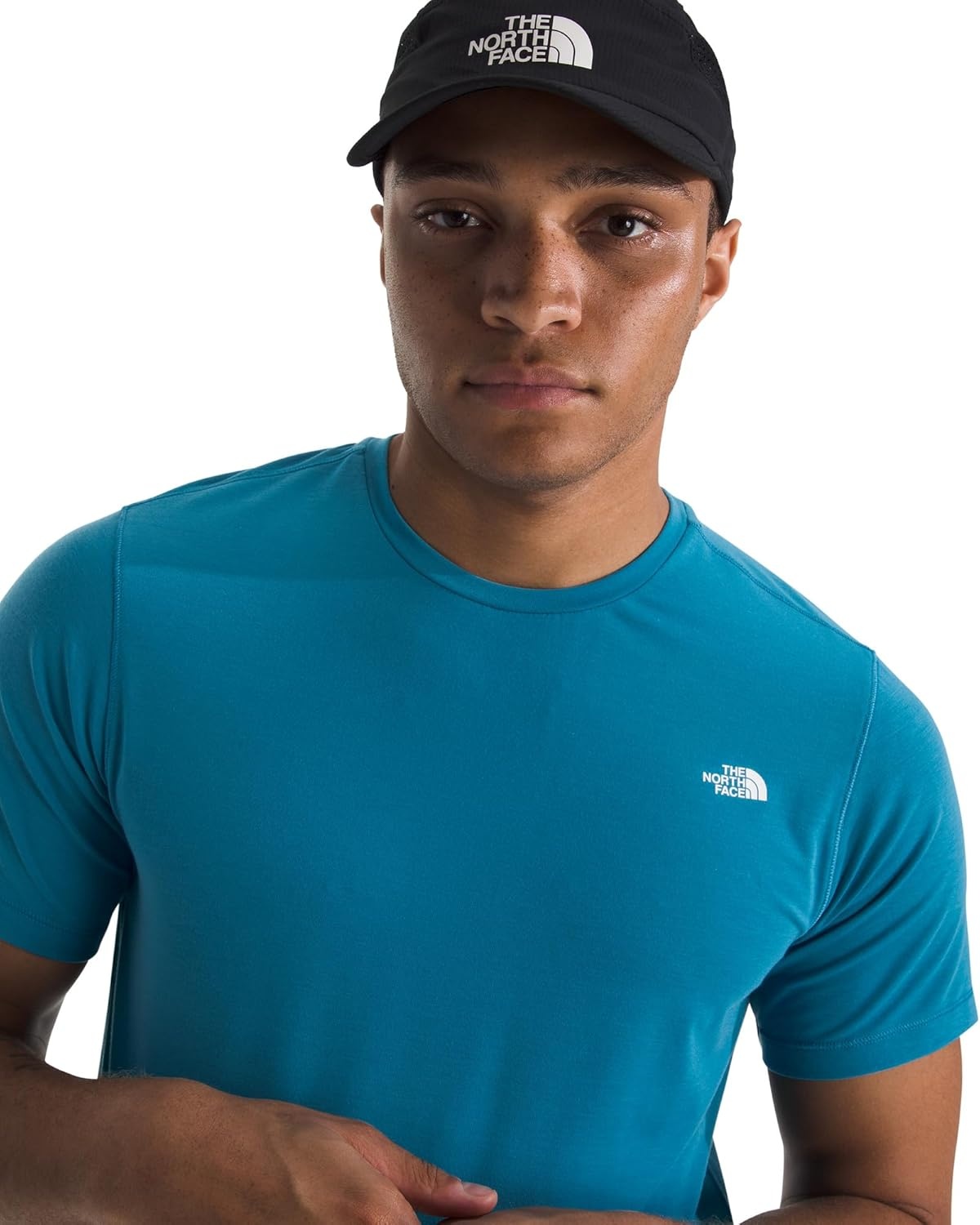 image:imageTHE NORTH FACE Mens Adventure Tee Lightweight amp Stretchy Shirt With Setin Sleeves amp Heat Transfer LogoDusk Blue