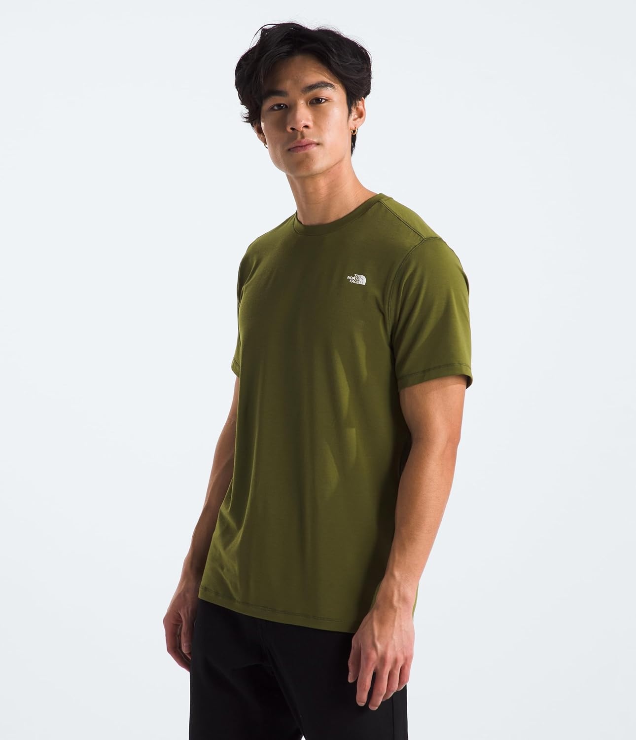 image:imageTHE NORTH FACE Mens Adventure Tee Lightweight amp Stretchy Shirt With Setin Sleeves amp Heat Transfer LogoForest Olive
