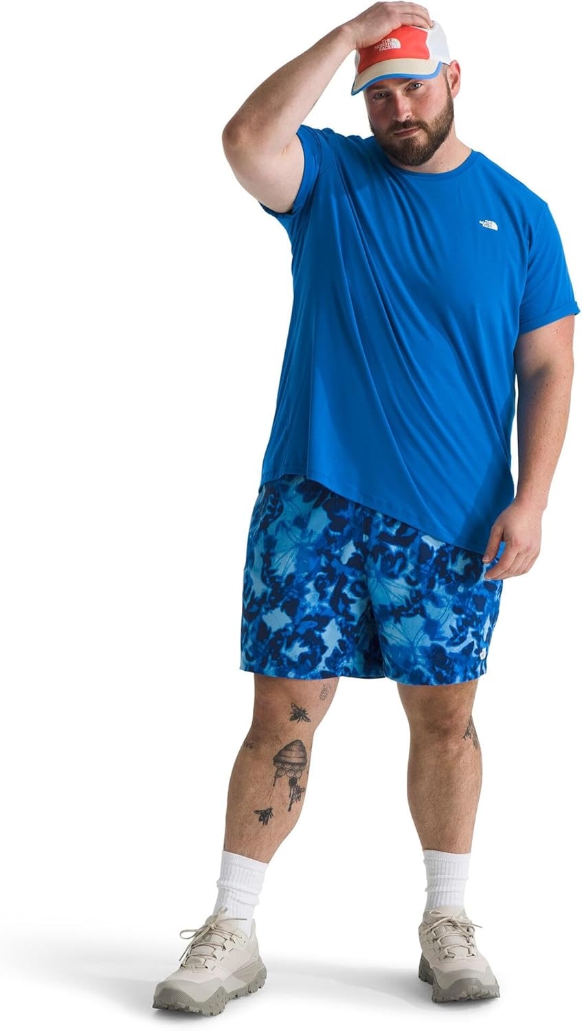 image:imageTHE NORTH FACE Mens Adventure Tee Lightweight amp Stretchy Shirt With Setin Sleeves amp Heat Transfer LogoHero Blue