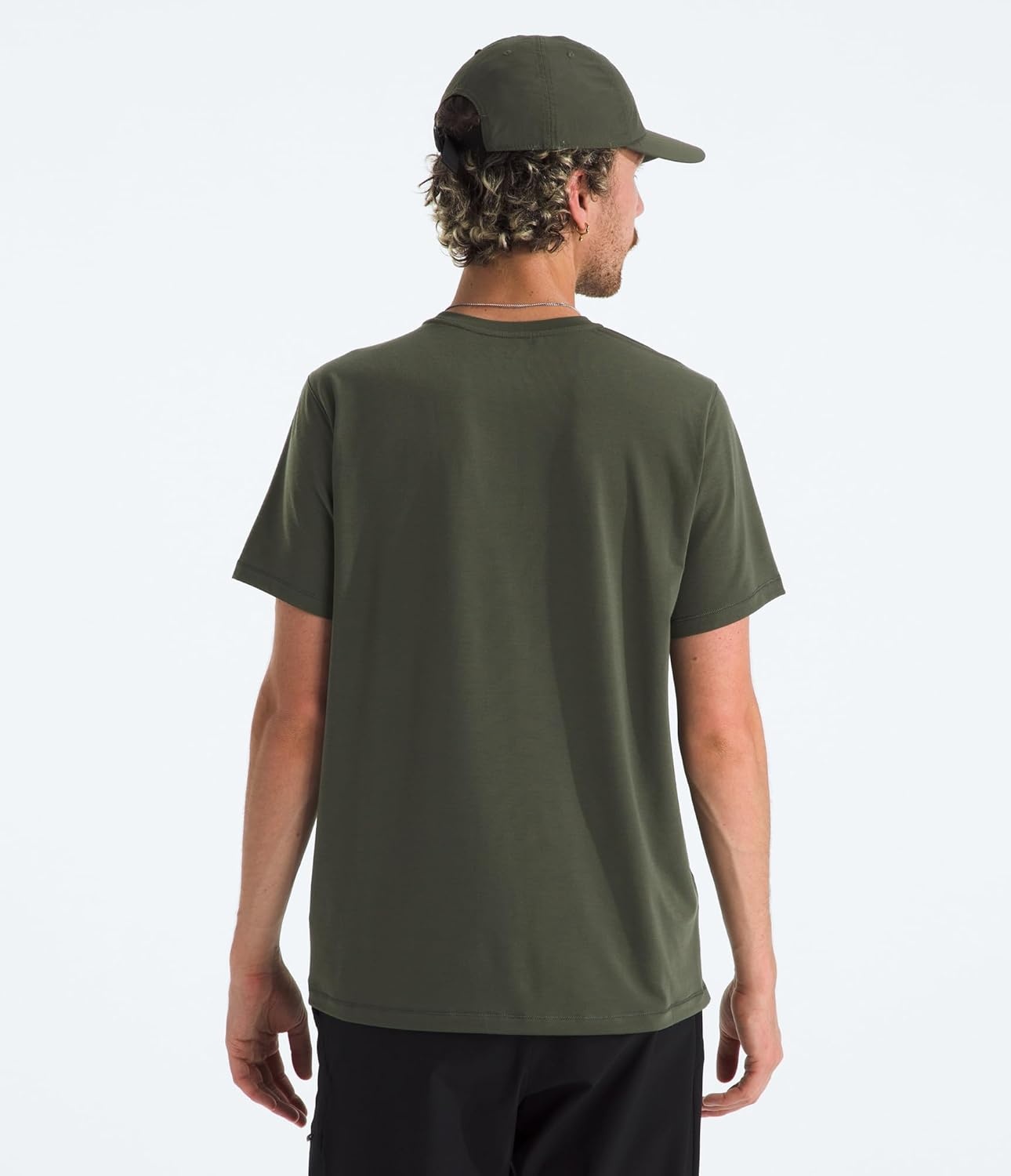 image:imageTHE NORTH FACE Mens Adventure Tee Lightweight amp Stretchy Shirt With Setin Sleeves amp Heat Transfer LogoNew Taupe Green